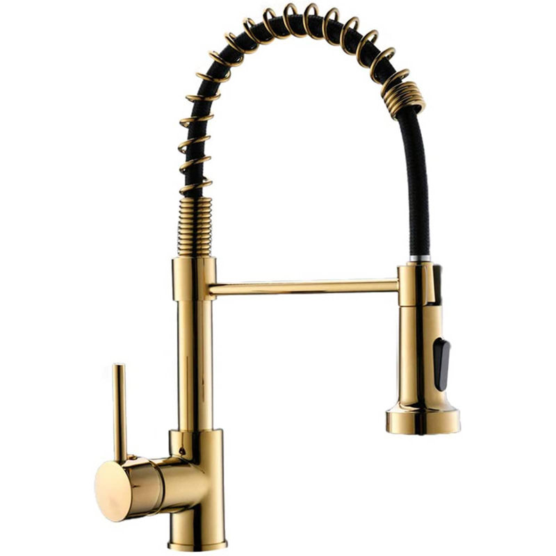 AWZTOO Pull Down Kitchen Faucet, Brushed Gold