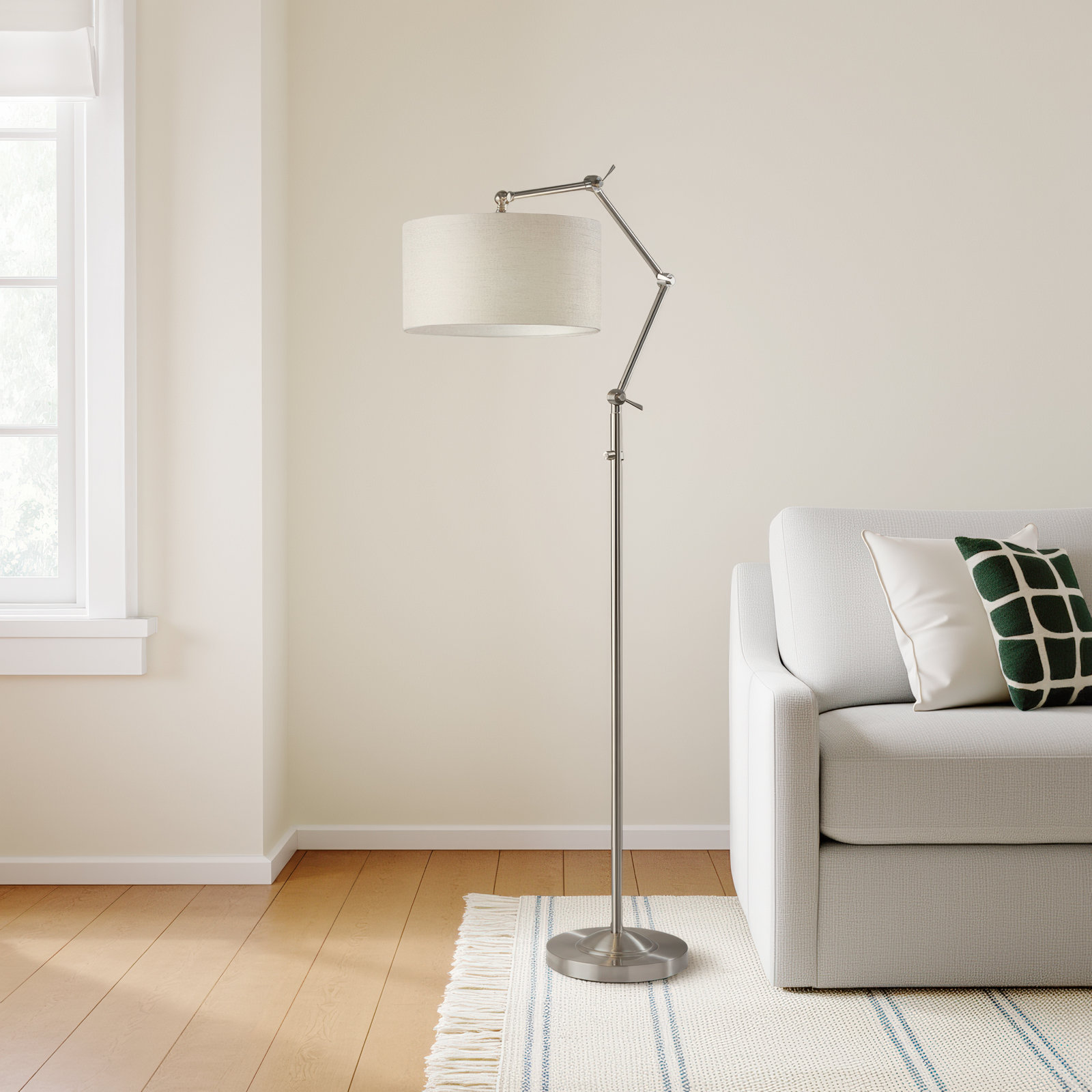 77'' Dimmable Swing Arm Floor Lamp, Gray