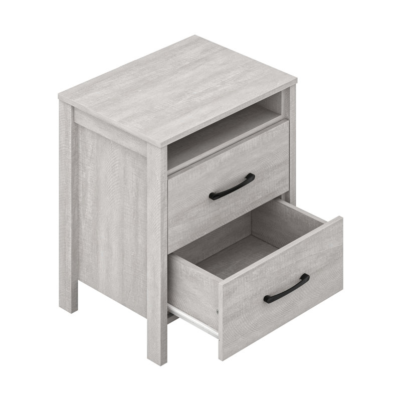 Table de chevet 2 tiroirs 22,7 po Pruitt, Chêne gris cendré, Individuel