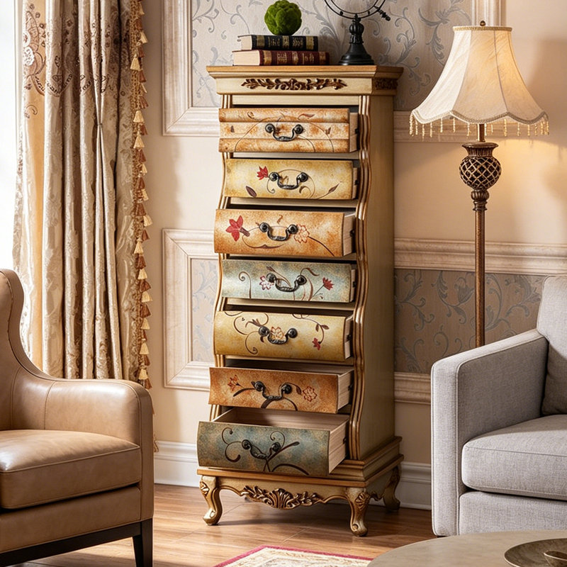 Retro Distressed Painted Solid Wood Accent Chests