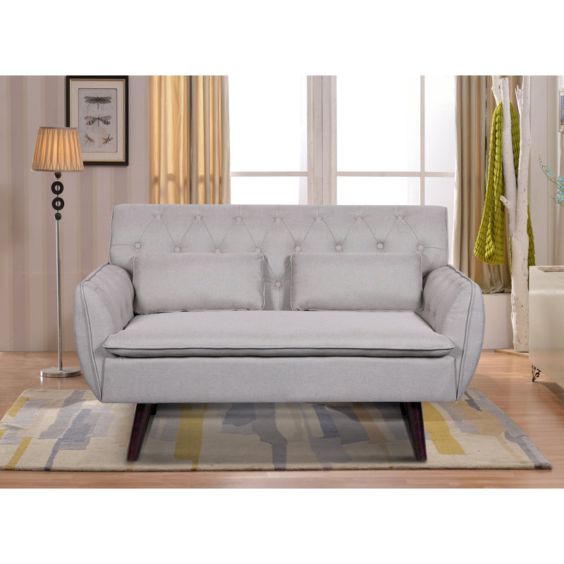 Nicolasa 53.2" Linen Round Arm Loveseat, Tan