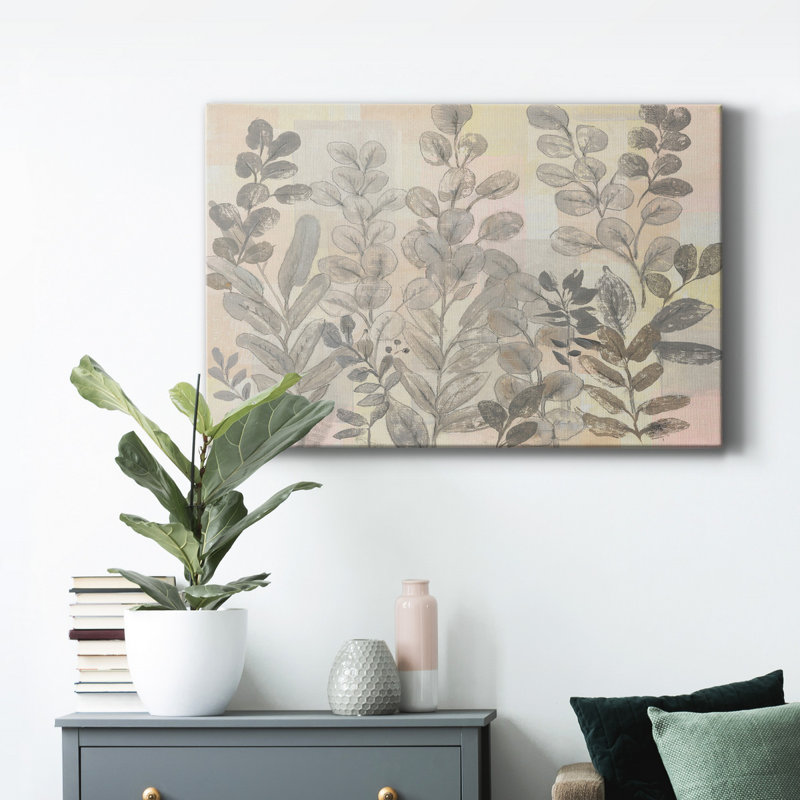 Motif de feuille I - reproduction sur toile tendue, H 18 po x l 12 po x P 1 po