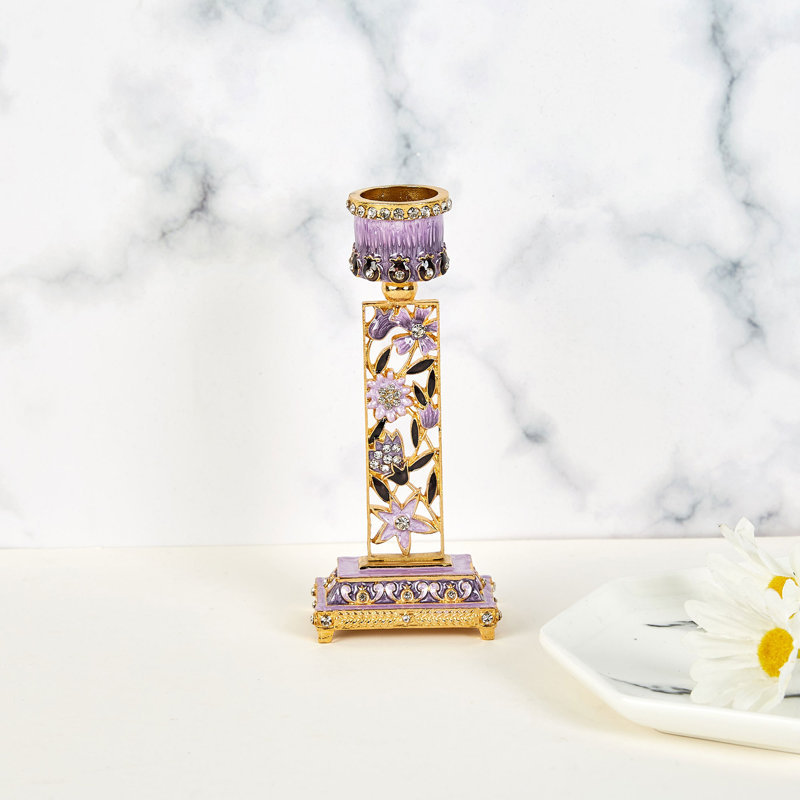 5.9'' H Pewter Tabletop Candlestick, Purple