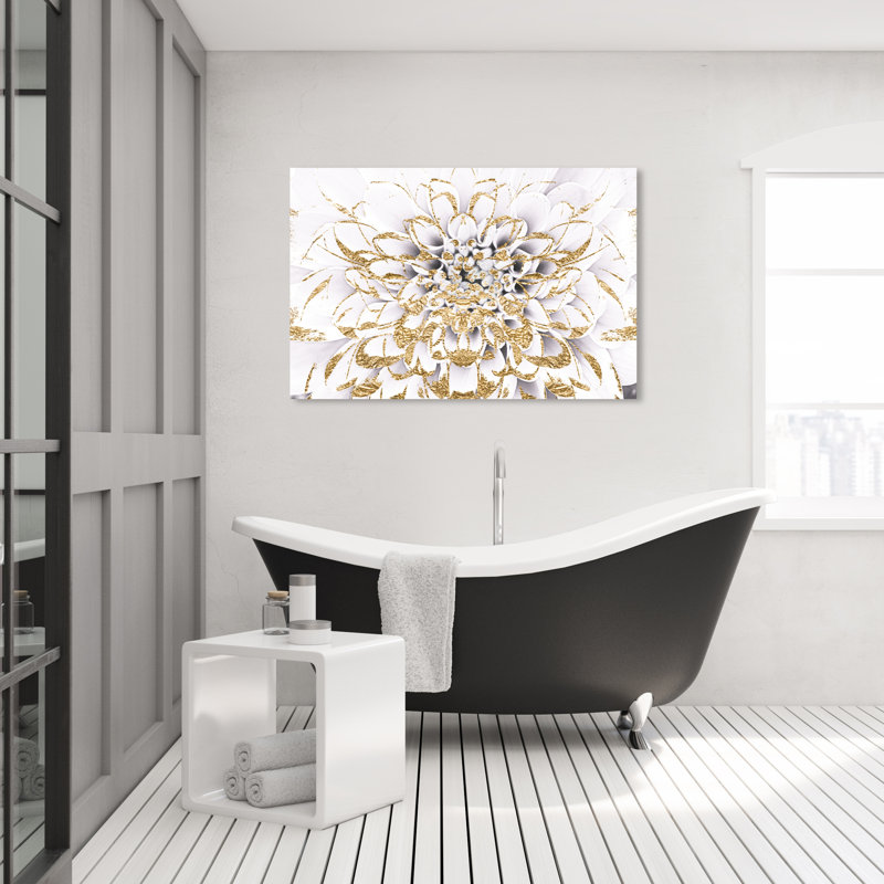 Impression sur toile tendue, "Floralia Blanc", 30" H x W 45" x 1,5" D, Toile, Pas de cadre