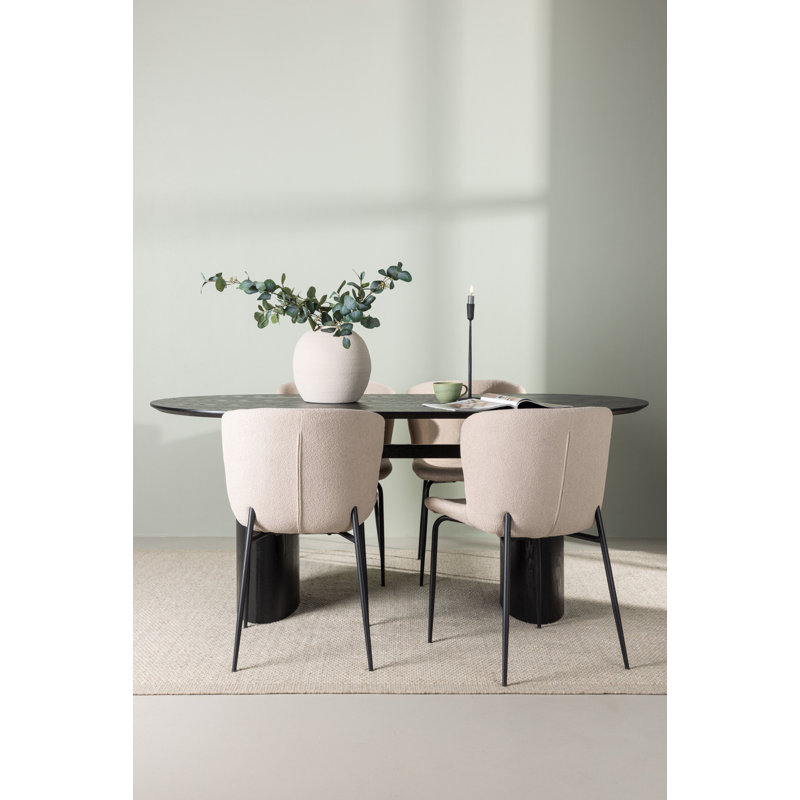 Cloutier 4 - Person Dining Set, Beige, Beige, Black