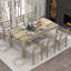 7-Piece Wooden Dining Table Set with Extendable Table, 12" Leaf and 2 Drawers