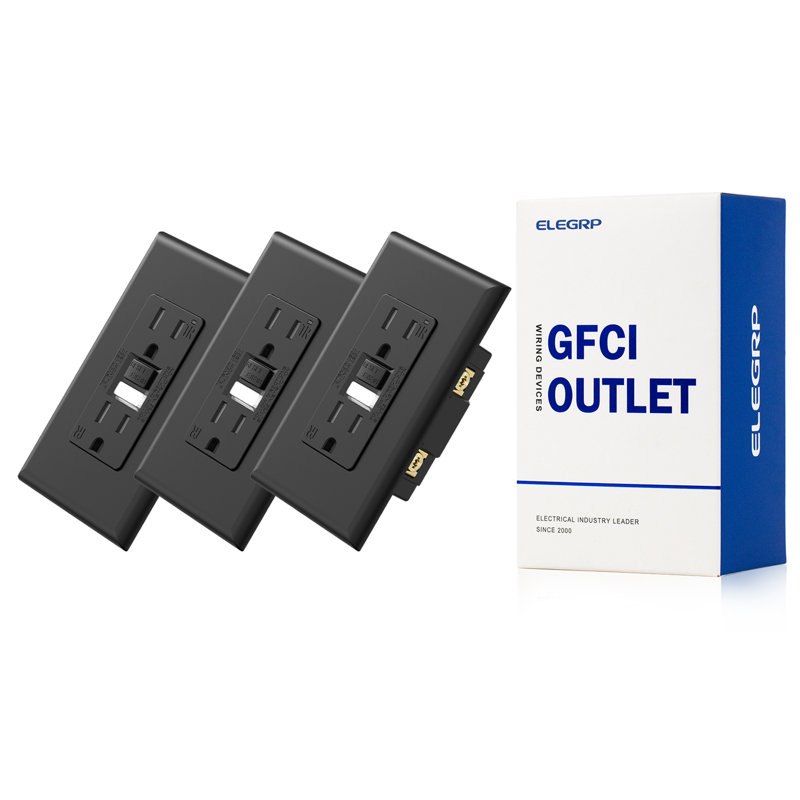 Prise de courant GFCI avec veilleuse, prise de courant recto-verso inviolable 15 V 125 V, plaque murale incluse, 3 pièces, 3