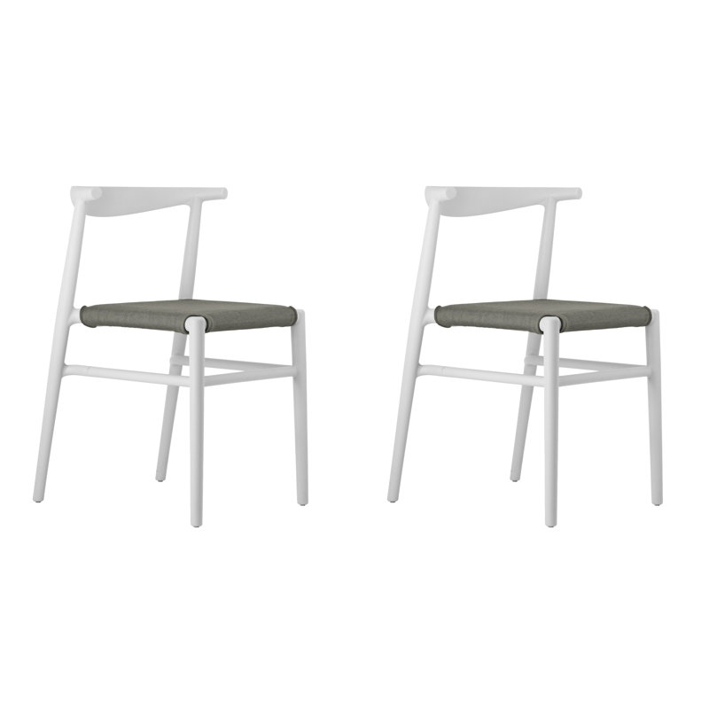 Joi Twenty Stackable Indoor-Outdoor Chair (Set of 2), Coffee, White