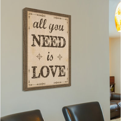 «All You Need Is Love», reproduction d'art textuel sur toile