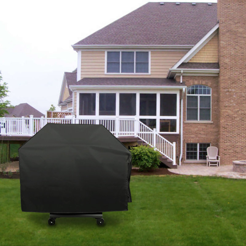Tanesha Grill Cover, Durable Oxford Polyester Outdoor BBQ Cover, Black, 45" H x 58" L x 26" W
