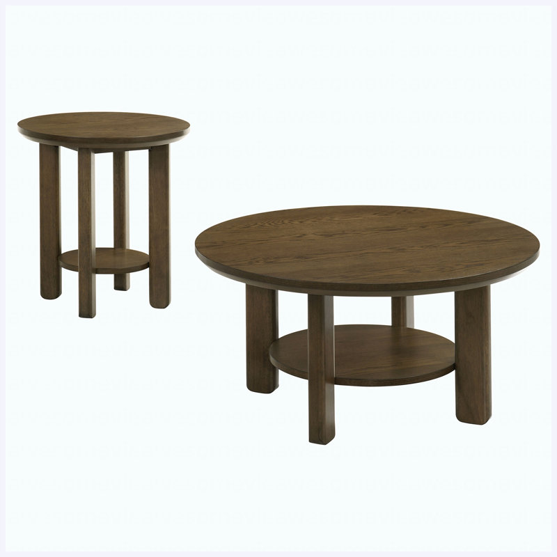 Ensemble de tables basses 2 pièces Traditional, 17.75" H x 35.5" W x 35.5" D, Brun