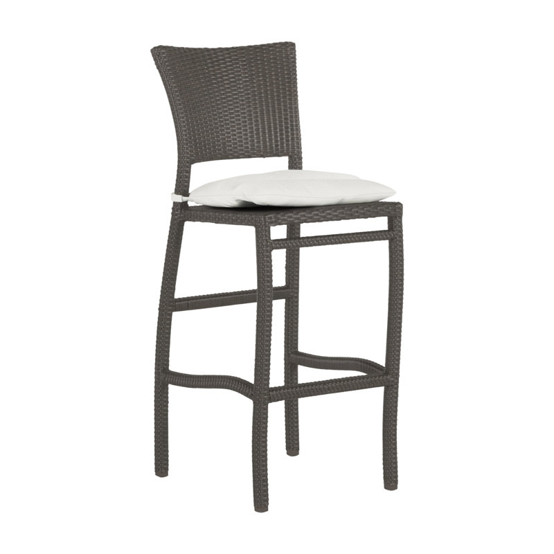 Skye 30" Patio Bar Stool with Cushion, No Welt, Slate Grey, Bali Pearl