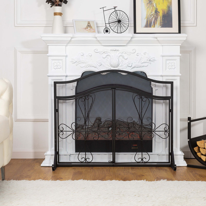 2 Panel Iron Fireplace Screen