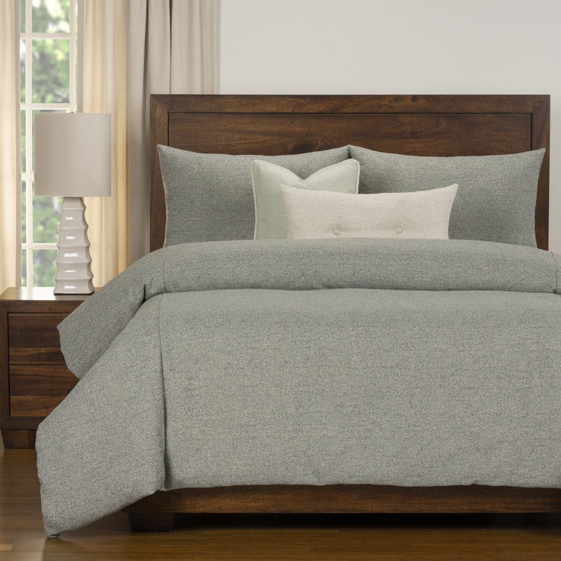 Belmont Nubby Homespun Duvet Cover and Insert Set with Accent PIllows, King, Blue