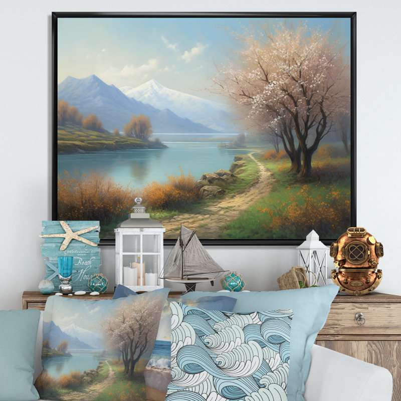 «Ryana Cherry Blossom Trees» par The Water IV sur toile, H 24 po x l 32 po x P 1 po, Cadre flottant noir