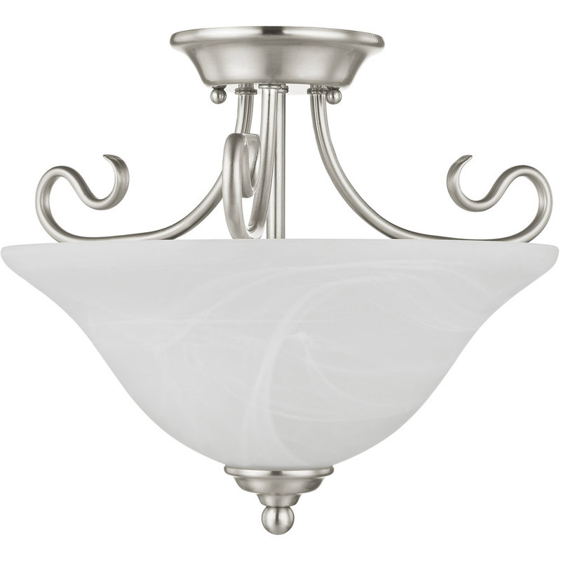 Plafonnier semi-encastré en verre, Nickel brossé