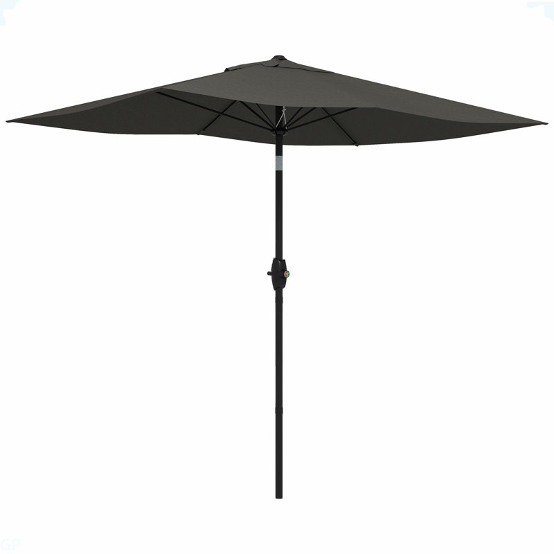Parasol de marché d'extérieur de 6,5 pi x 10 pi avec manivelle et inclinaison à bouton-poussoir Outsunny, Gris