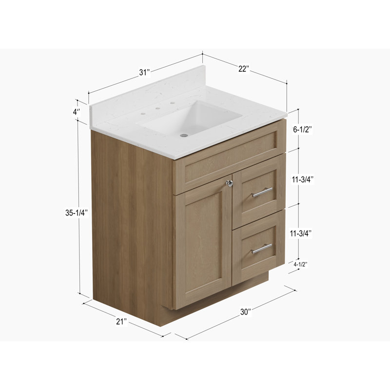 Meuble-lavabo simple 30 po Chrisna, Chêne naturel