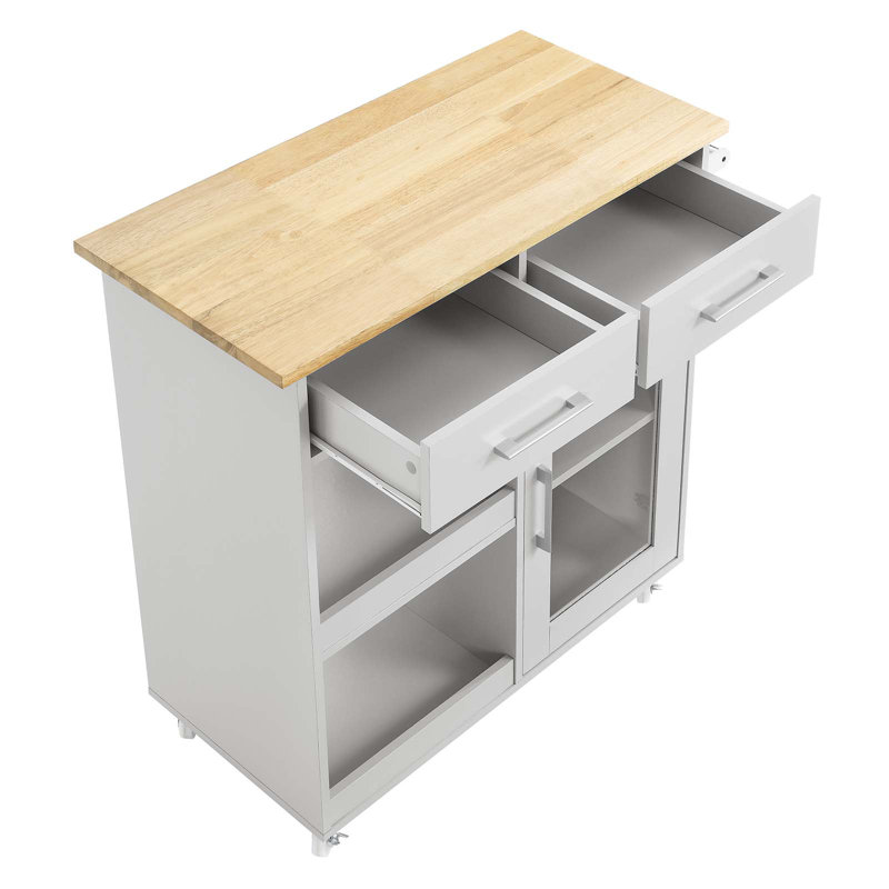 Modway Culinary Kitchen Cart With Towel Bar, Light Gray