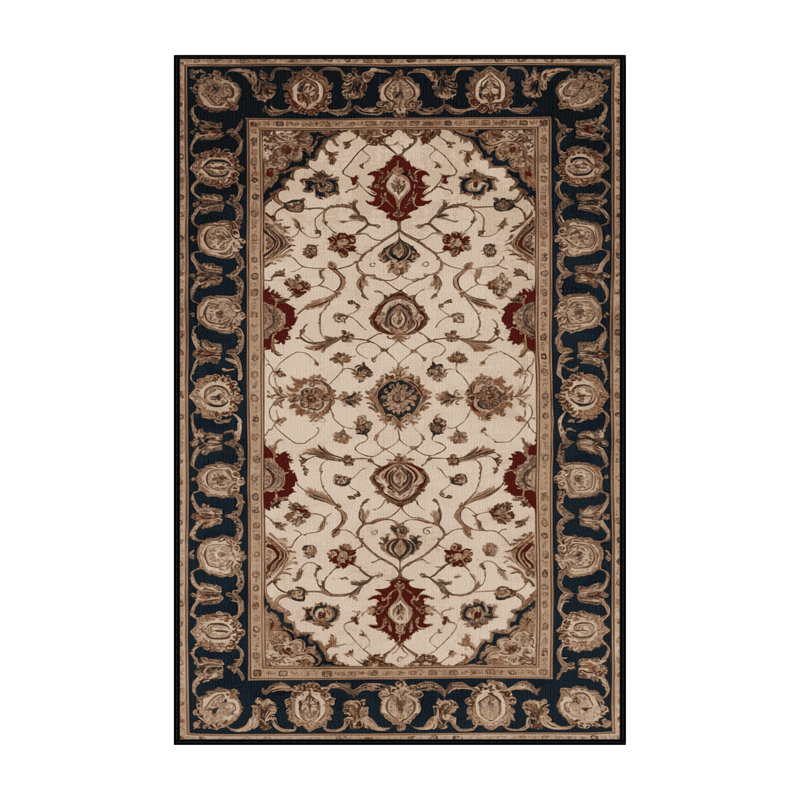 Tapis brun français lavable à la machine, Rectangle 7 pi x 9 pi
