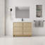 Meuble-lavabo autoportant de 42 po avec lavabo en résine et 2 portes d'armoire à fermeture en douceur, contreplaqué, chêne Dune (KD-PACKING)