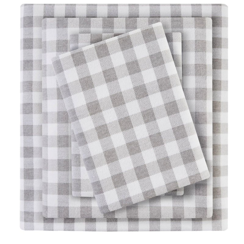 Drap simple en flanelle de coton 100% coton à chevrons imprimés 3 pièces pour lit simple TG