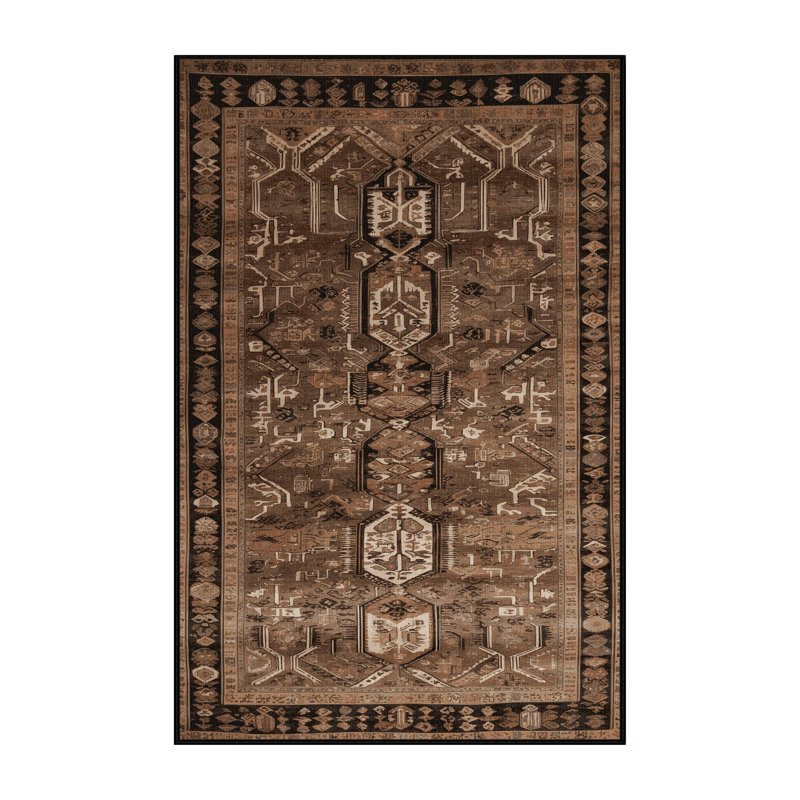 Machine Washable Turkish Brown Area Rug, Runner 2' x 4'
