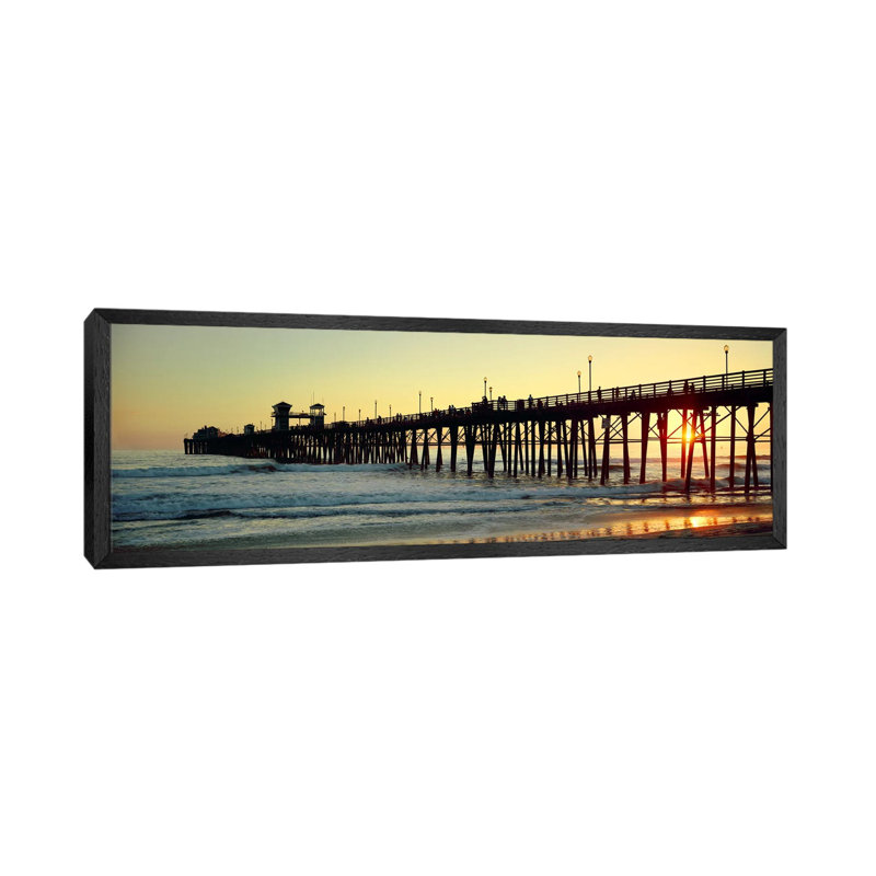 Pier In The Ocean At SunsetOceanside, San Diego County, California, USA by Panoramic Images - Floater Frame Panoramic Gallery-Wrapped Canvas Giclée on Canvas
