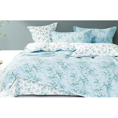 Little Floral In Blue 100% Cotton Reversible Comforter Set