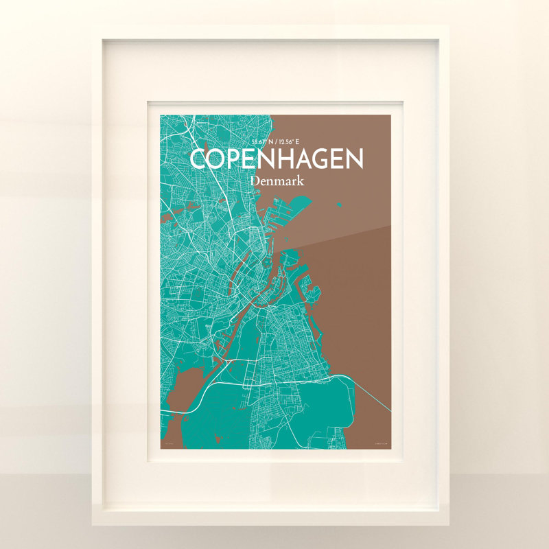 Copenhagen City Map In Nature - No Frame Print, 24cm H x 18cm W x 0.05cm D