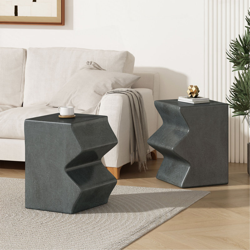 MGO Side Table/ Set Of 2 Rectangular Outdoor Side Tables/ Decorative Garden Stools For Indoor Outdoor/ Accent Table/Patio Side Table/Nesting End Table