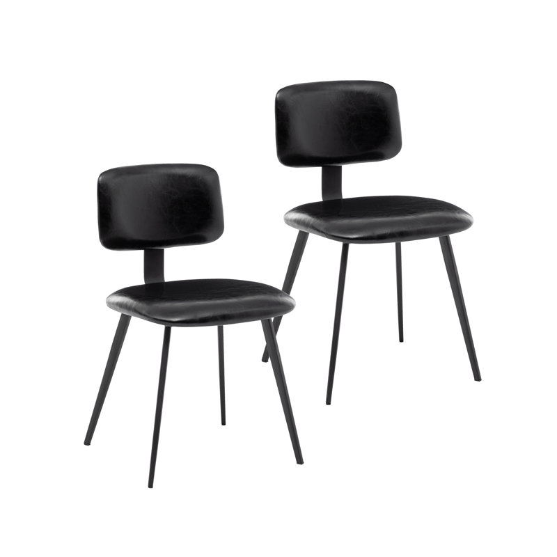 Faux Leather Dining Chair with Steel Legs, Black