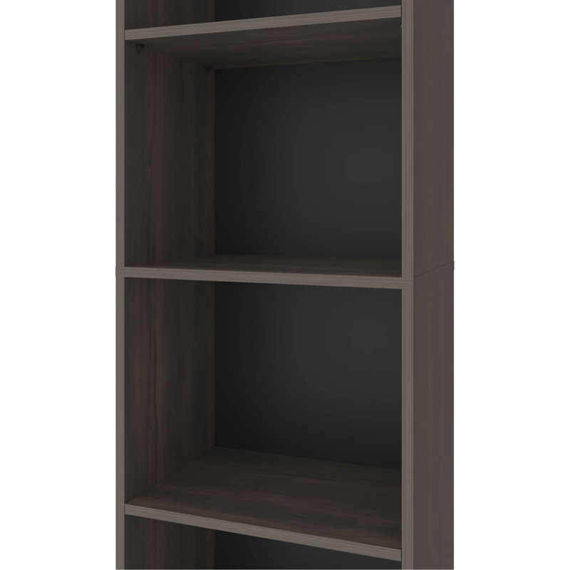 Bibliothèque en noyer teinté avec rangement ouvert et 5 tablettes, H 71,7 po x l 17,8 po x P 11,8 po, Noyer