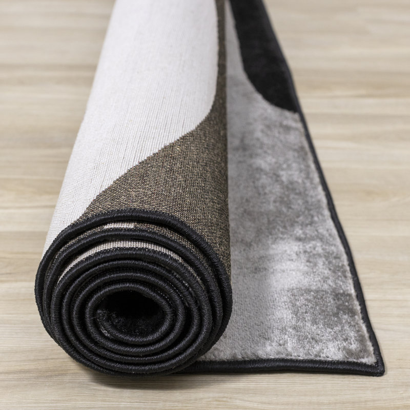 Garrick Abstract Black/Gray Area Rug, Rectangle 2'8" x 4'11"