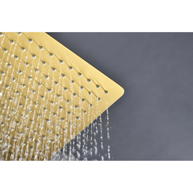 Bathroom Rainfall Shower Head - Brushed Gold Stainless Steel  High Water Saving With Self-Cleaning Feature Use Easy-Cleaning