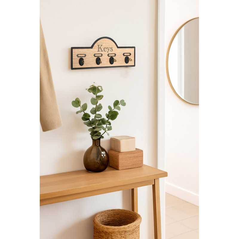 MDF Wall Organizer with Key Hooks