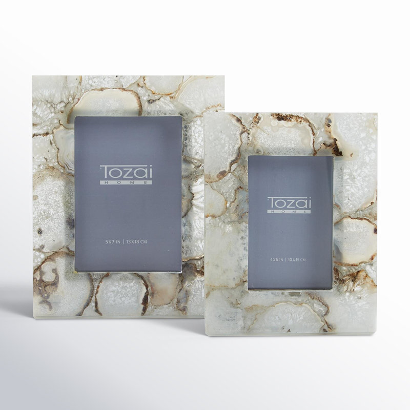 Stone Embossed Picture Frame - Set of 2, Agate