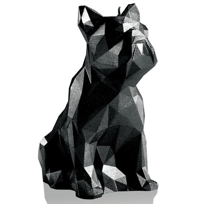 Unscented Novelty Candle, Black Metallic, 25cm H x 12.5cm W x 22cm D