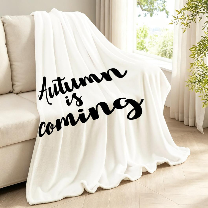 Jeté en molleton orange ultra doux et imprimé automnal d'automne, Jeté 40 po x 50 po