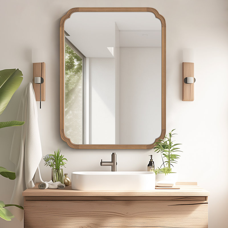 Miroir mural Ali, 30 po x 20 po, 1, Miel profond