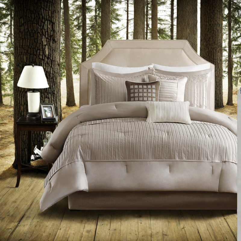 Ensemble de literie, polyester grand confort taupe moderne pour la maison