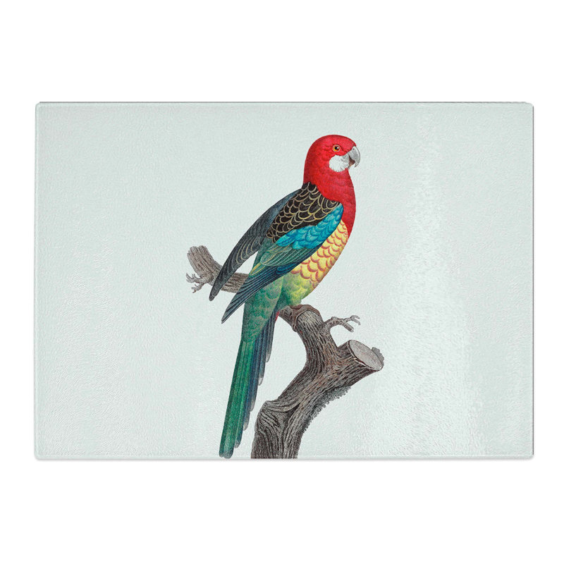 Tempered Glass a Eastern Rosella Parrot Chopping Board, 39 cm W x 28.5 cm L