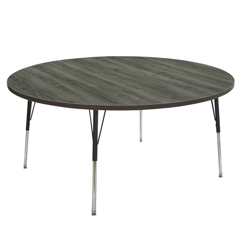 Table d'activité avec pieds réglables La Madera, Bois gris / noir, H 31,5 po x L 48 po x l 48 po, Roulement pivotant standard