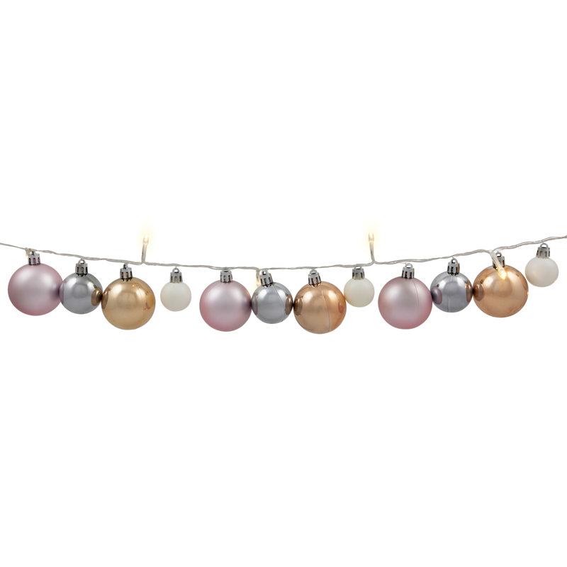 Ornament String Christmas Lights - Warm White LED - 3' Clear Wire - 10Ct, Pink