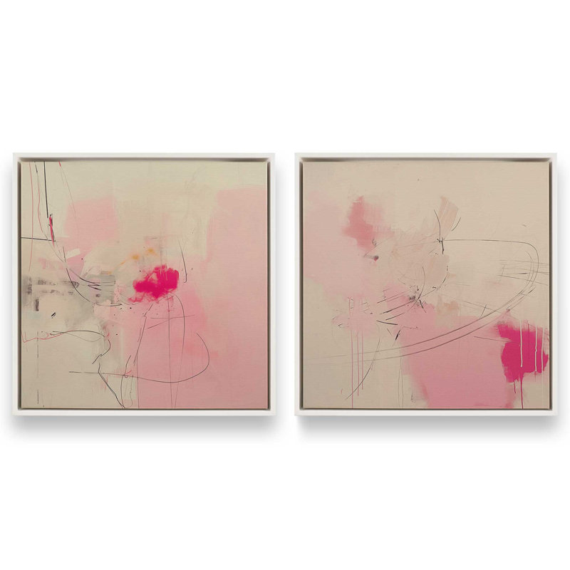 "Whispers Of Pink Sands" par Golden Glow Interiors 2 - Pièces sur toile, Cadre opaque blanc, H 34 po x l 34 po