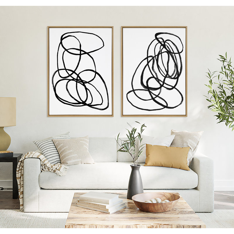 Anneau de lumière et anneau de lumière 2 par Nikki Chu, ensemble d'art mural sur toile encadrée, Naturel