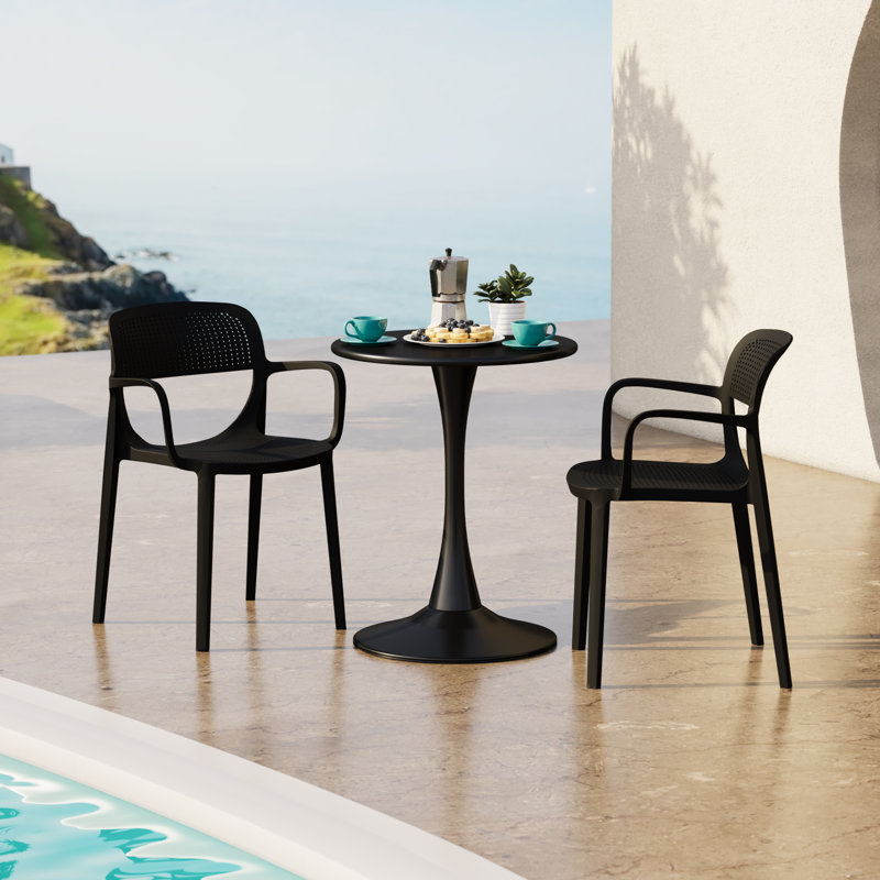 Outdoor Round Dining Set, Black
