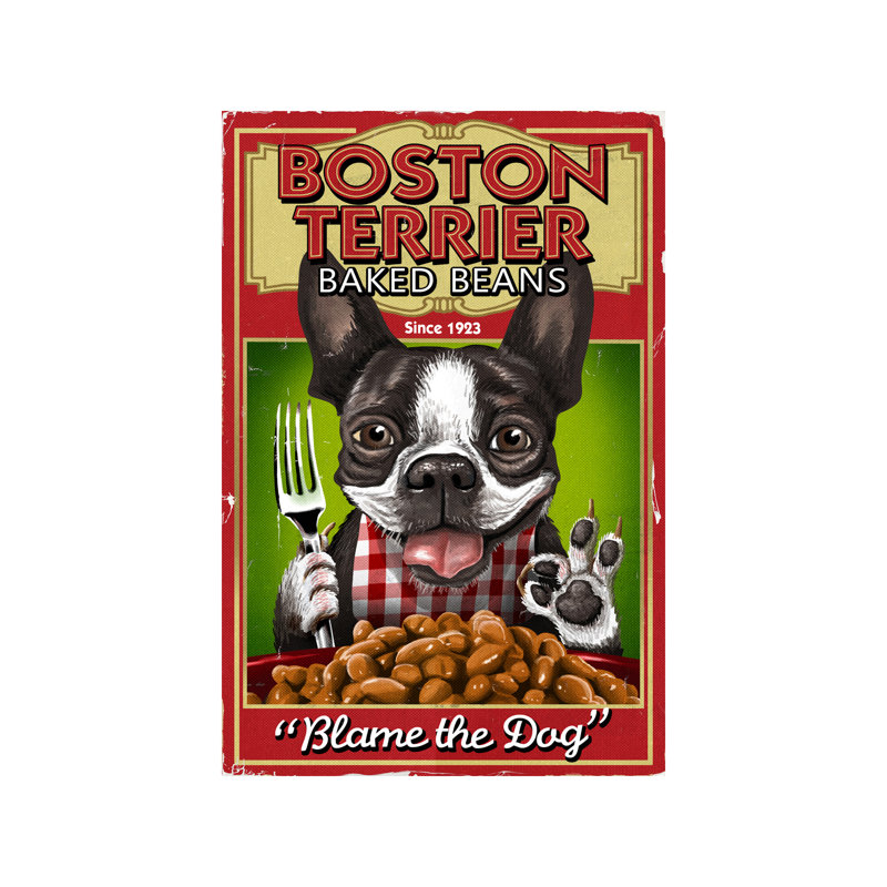Boston Terrier Baked Beans by Lantern Press - Wrapped Canvas Print, 66.04 cm H x 45.72 cm W x 3.175 cm D