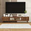 Meuble télé en bois avec tiroirs de rangement, armoires et porte