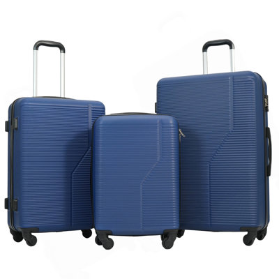 3-Piece Luggage Set ABS Lightweight & Durable Suitcase With Spinner Wheels, TSA Lock, (20/24/28), Dark Blue